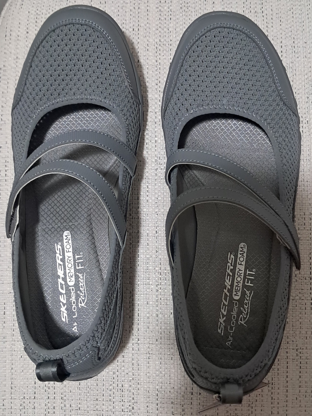 Skechers Gray Mary Jane Comfort Flats - Relaxed Fit